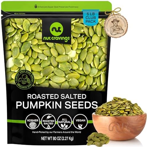 NUT CRAVINGS - Roasted & Salted Pumpkin Seeds (80oz - 5 LB) Pepitas by NutCravings%C2%AE