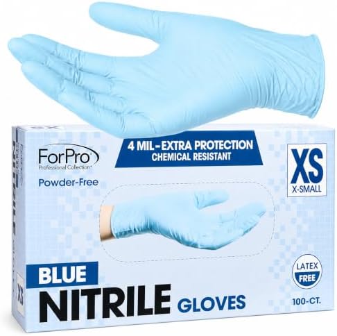 ForPro Disposable Nitrile Gloves, Chemical Resistant, Powder-Free, Latex-Free, Non-Sterile, Food Safe, 4 Mil by ForProProfessionalCollection