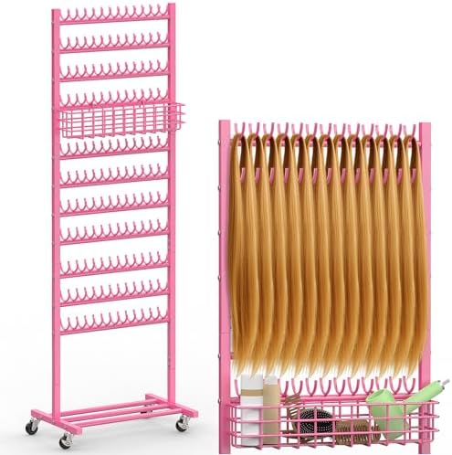 Braiding Hair Rack Braiding Rack 286 Pegs 2-Sided, Pink by NOVIMANGO