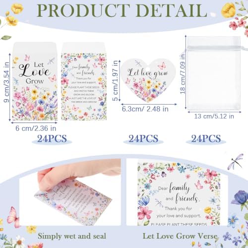 24 Sets Let Love Grow Seed Packets Wedding Favors Seed Card Sets - Image 2