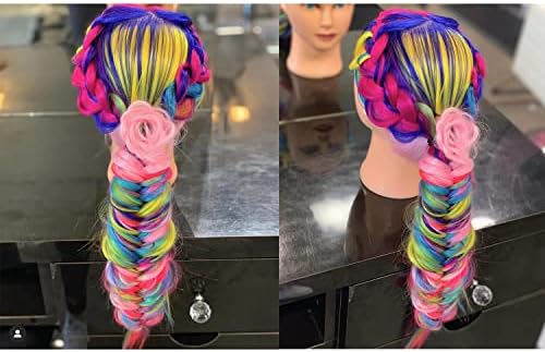 Mannequin Head 26-28" Synthetic Fiber Hair for Hairdresser - Image 5