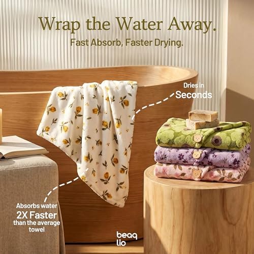 4 Pack Microfiber Hair Towel Wrap Set, Hair Towels for Women - Image 3