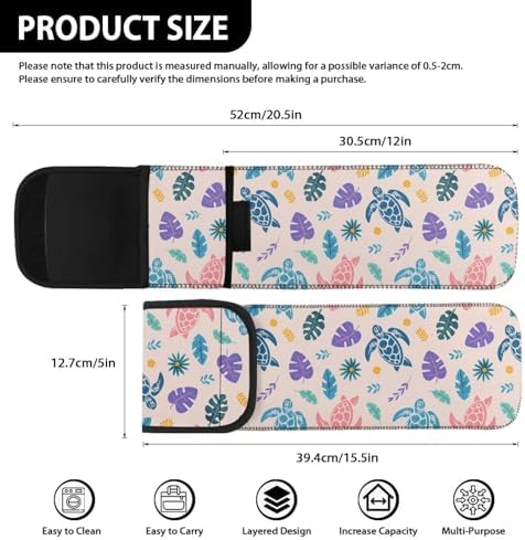 Curling Iron Travel Case Black Cow Print Heat Resistant Neoprene Pouch for Curling Iron Flat Iron Hair Straightener Storage Bag Portable Hot Tools Bag Turtle Leaf - Image 5
