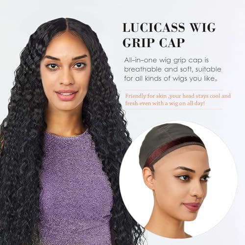 Wig Cap for Women,Wig Grip Cap for Keeping Wigs in Place,Non Slip Caps with Velvet Grip Band Make Your Wigs Be Glueless(Brown,L) - Image 4