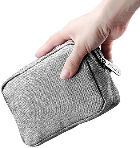 E-Tree Small Makeup Bag, Cosmetic Toiletry Skin Care Make up Little Items Pouch for Purse, Zipper Mini Tech Charger Cable Electronic Organizer Case, Travel Accessories for Women Men Teen, Grey by E-Tree