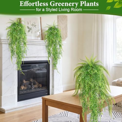 4Pcs Fake Hanging Plants, 32" Artificial Plants Boston Ferns Greenery Vines - Image 6