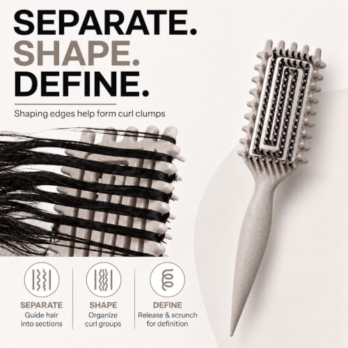 Curly Hair Brush Candybrush Curl Defining Brush for Detangling Shaping and Defining Curls for Women, Men, Wet & Dry Hair (Beige) - Image 3