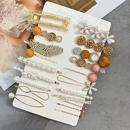Mehayi 20 PCS Pearl Hair Clips Set Fashion Korean Acrylic Resin Hair Barrettes, Bobby Pins Hairpins for Women and Ladies Girls Headwear Styling Tools, Hair Accessories for Decorative Party Wedding - Image 3
