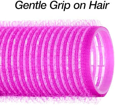 Pink Self Grip Hair Rollers - 10pc Gentle Grip Hair Roller Set for Women - Image 4