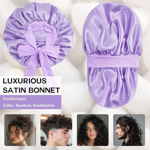 Silk Bonnet for Women,Adjustable Double Layer Sleep Cap - Image 2