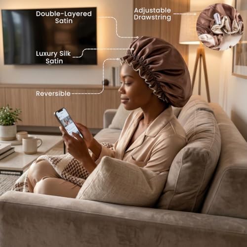 Silk Satin Hair Bonnet for Sleeping Reversible - Image 3