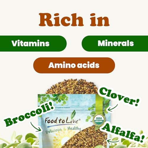 Food to Live Organic Antioxidant Mix of Sprouting Seeds, 8 Ounces - Non-GMO Broccoli, Alfalfa, Clover, Rich Germination Rate, Non-Irradiated, Kosher, Vegan Superfood, Bulk, Rich in Sulforaphane - Image 6