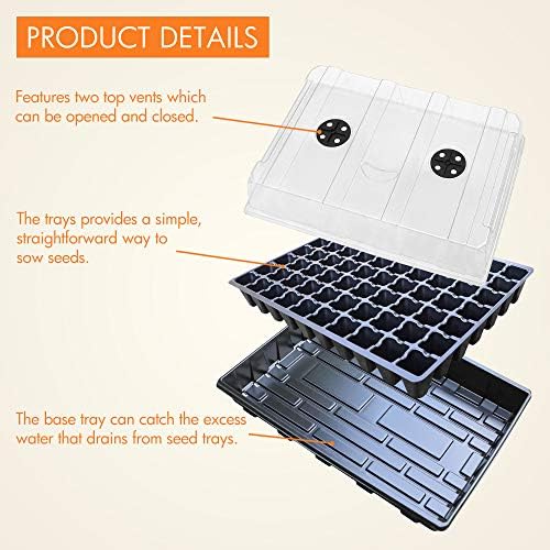 Gardzen 5 Pack Seed Starter Trays with Vented Domes 350 Cell - Image 2