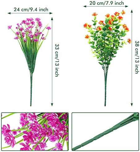WILLBOND 12 Bundles UV Resistant Faux Flowers, Yellow, Orange, Fuchsia - Image 3