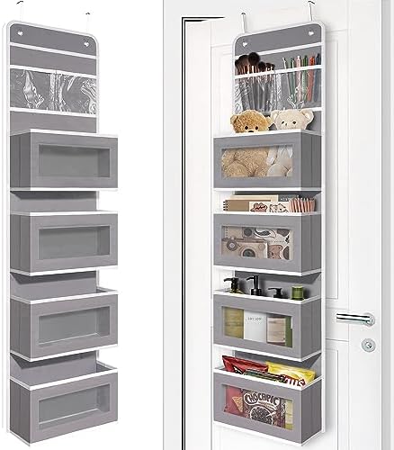 GCreation Over Door Organizer for Bedroom Bathroom Pantry, 5 Shelf Gray by Giraffe+Creation