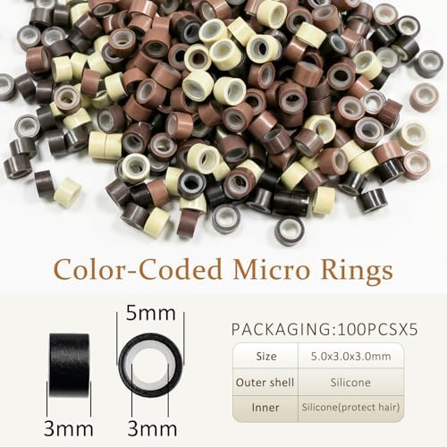 JIAMEISI Hair Extension Tool Kit, 500 Micro Rings 5 Clips - Image 4