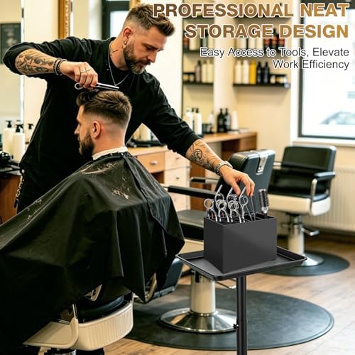NICEMOVIC Barber Scissors Holder Box, Barber Accessories Barber Supplies, Professional Salon Hairdressing Scissors Rack Holder Storage Organizer for Hairstyling Combs Clips Brushes - Image 6