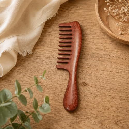 Louise Maelys Red Sandalwood Wide Tooth Comb For Curly Hair - Image 7