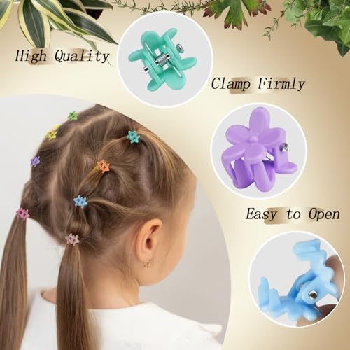 KANPRINCESS Mini Claw Clips - 70PCs Small Flower Claw Clips For Women, Girls & Kids Colorful Hair Accessories Gift (Flower-SET6) - Image 3