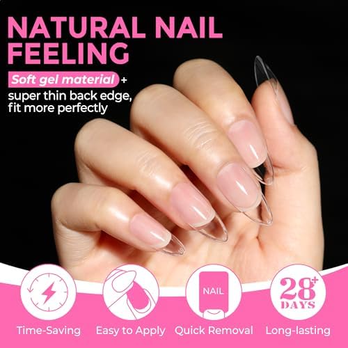 UNA GELLA Almond Nail Tips Medium 216pcs X-Soft Gel Press On Nails - Image 3