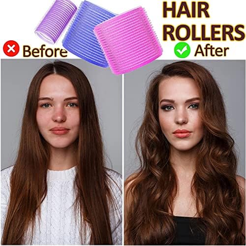 Jumbo Hair Rollers Sets,18 Pcs Self Grip Salon Hair Dressing Curlers, Jumbo Large Rollers for Long Short Hair, DIY Curly Hairstyle for Women, Colors May Vary (6XLarge+6XMedium+6XSmall) - Image 5
