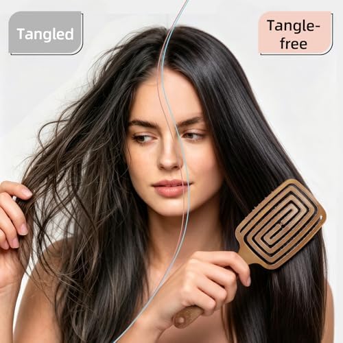 Hair Brush Detangler - Curved Vented Detangling Hair Brush for Women Men, Paddle Brush for Curly Straight Hair, Wet and Dry Styling, Faster Blow Drying - 2 Pcs - Image 6