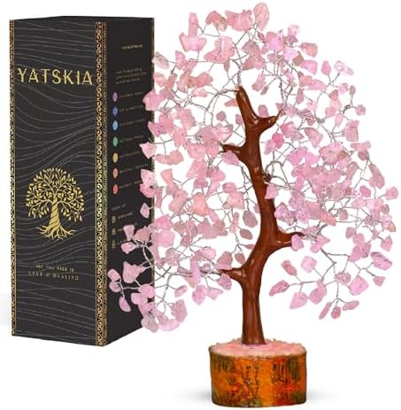 YATSKIA Rose Quartz Tree of Life Crystal Bonsai, Unique Gifts for Women, Sister & Friends, Handmade Gemstone Tree, Living Room, Bedroom & Office Decor, Birthday Gifts by YATSKIA