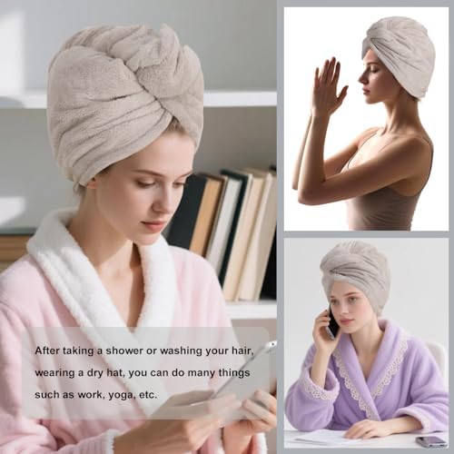 Microfiber Hair Drying Towel Wrap,Hair Turbans Towel for Wet Hair - Image 5
