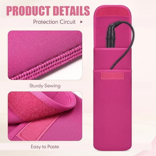 Shappy 2 Pieces Curling Iron Travel Bag Hair Tools Organizer Bag Heat-resistant Storage Pouch Case for Flat Irons Styling Tools Straightener(Black, Rose Red) - Image 5