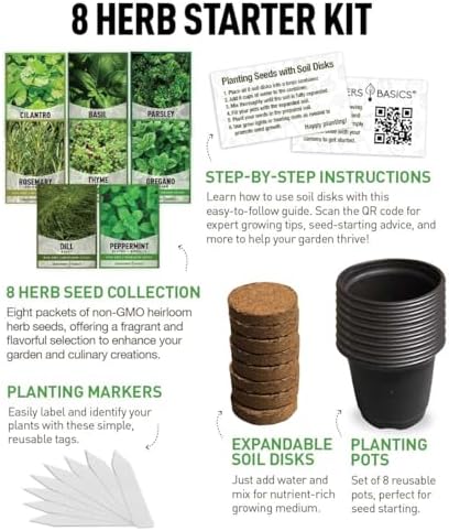 8 Herb Seed Starter Kit – Grow a Variety of Fresh Culinary Herbs – Non-GMO Heirloom Seeds, Complete Indoor & Outdoor Grow Kit, Perfect for Home Gardens & Cooking - Image 2
