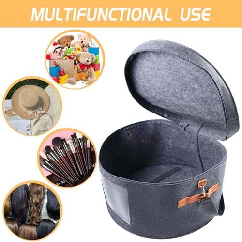 Wig Storage Boxes,Wig Travel Cases Foldable for Multiple Wigs for Men and Women,Yarn Organizer, Cosmetic Cabinet Storage Bag (Medium Grey) - Image 4