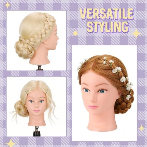 Brown 80% Human Hair Mannequin Head 26-28" Cosmetology Training with Clamp - Image 6