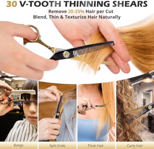 21Pcs 440C Hair Cutting Scissors Kit, Hair Scissors & Thinning Scissors Set - Image 4