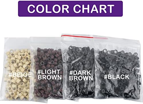 Hairro Micro Link Beads 200pcs 6mm Silicone Lined Micro Rings for Human Hair Extensions Feather Extensions Black - Image 4