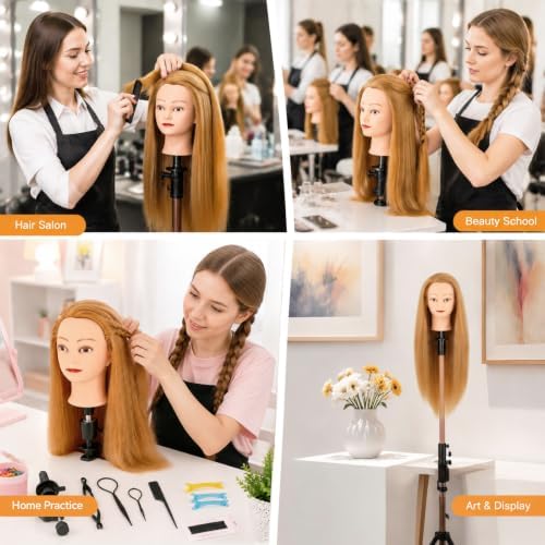 Mannequin Head with Hair 26-28" Doll Head for Hair Styling, Blonde - Image 3