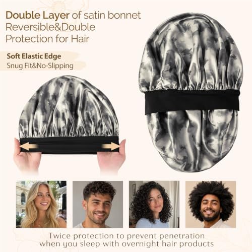 YANIBEST Soft Satin Bonnet for Men Women, Sleep Cap to Maintain Moisture - Image 3