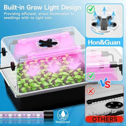 Hon&Guan 30 Cell Self Watering Seed Starter Tray with Growing Lights - Image 5
