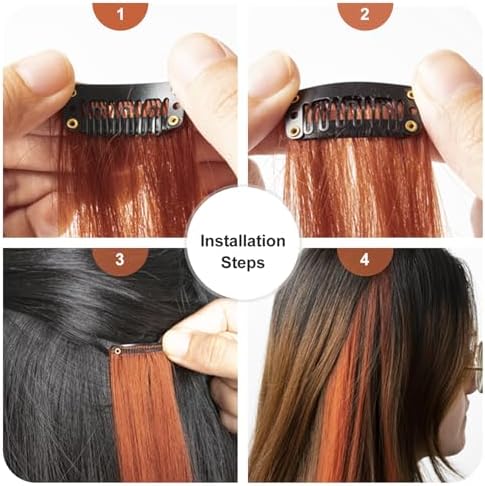 Colored Hair Extensions Clip in Synthetic Coffee Hairpieces 14 PCS - Image 4