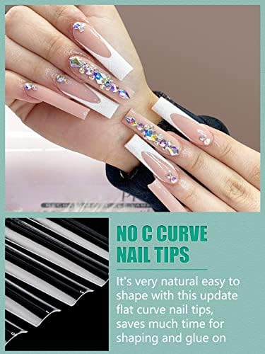 LIONVISON 3XL Square Nail Tips: 504 PCS No C Curve Clear Nails Tips - Image 3