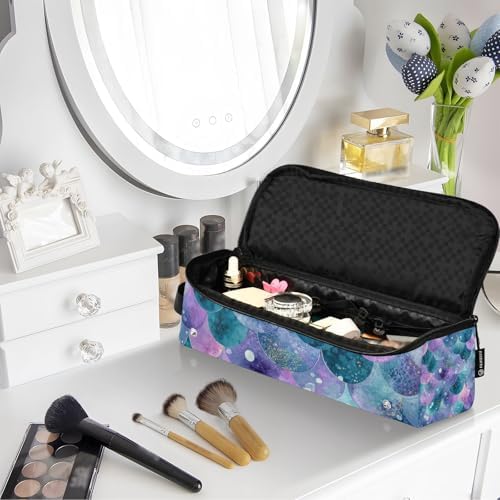 Hair Tools Travel Bag with Heat Resistant Mat 2-in-1 Hot Tools Travel Bag Organizer Flat Curling Iron Travel Case for Straightener Watercolor Mermaid Scales Dots Purple - Image 7