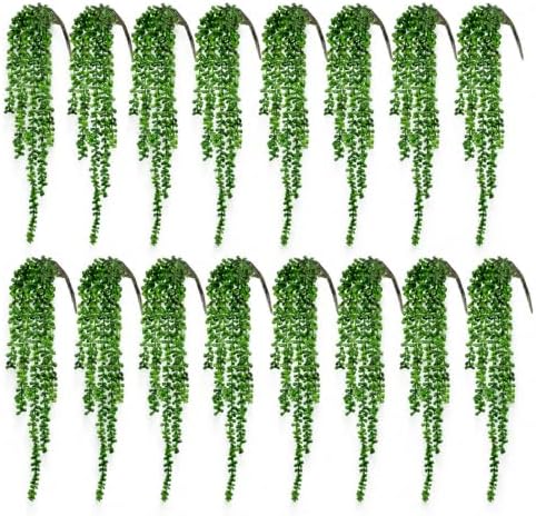 Janinka 16 Pcs Artificial Succulents Bulk Hanging Plants 24 Inches by Janinka