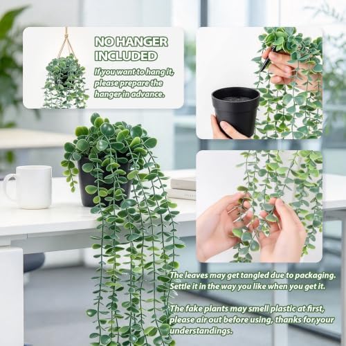 YAYUZEST 2pcs 24" Fake Hanging Eucalyptus Plant for Bathroom Wall Art Decor - Image 4