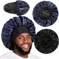 2pcs Bonnets for Men, Double Layer Hair Bonnet Satin Bonnet for Women Curly Hair Braids by Heniho