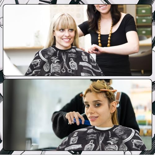 Professional Hair Cutting Cape with Neck Duster Brush, Large Size Salon Barber Cape for Men, Women and Kids(Barber Supplies Pattern) - Image 6