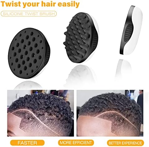 WTTORDE Silicone Twist Curl Hair Brush for Afro Waves, Detachable Two-Sided Wave Tool With Big and Small Holes for Men, Women, Short Hair, Black, 1 Pcs - Image 3