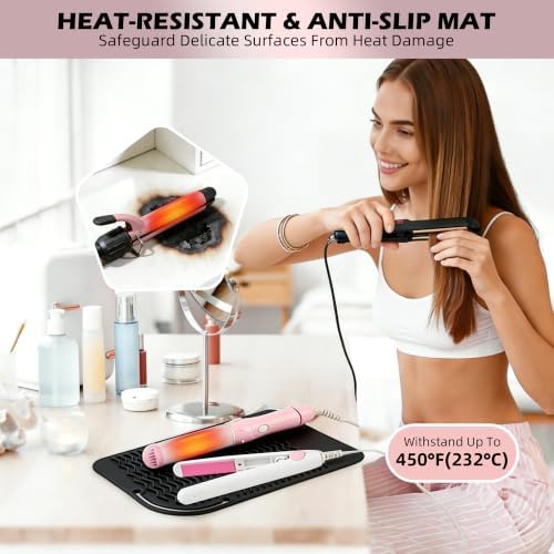 Silicone Heat Resistant Mat for Hair Tools, 11" x 7.5", Black - Image 2