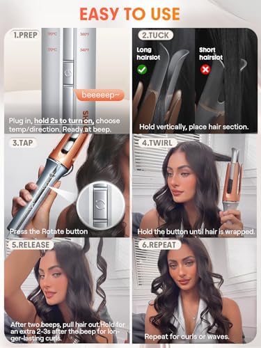 SHEGLAM Automatic Curling Iron 1 1/4 inch with 3 Temperatures Fast Heating, 2-Way Rotation, Anti-Scald, Anti-Tangle Rotating, Automatic Shut-Off for Hair Styling - Image 3