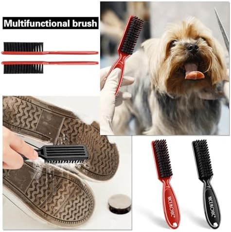 NICEMOVIC Barber Clipper Cleaning Brushes, 10 Pcs Plastic Handle Nylon Bristles, Anti-Slip Handle Mini Brush Bulk Set, Duster Manicure Brush for Hair Styling Tools, Kitchen Sink, Shoes (Black&Red) - Image 6