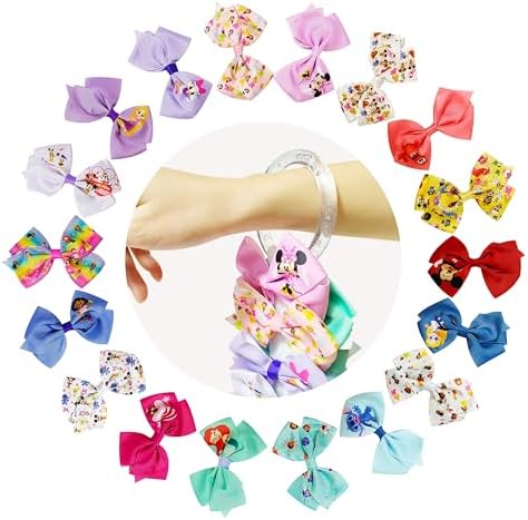 Disney 100th Anniversary Special Hair Accessory for Girls|18pc Disney Hair Bow Clips Featuring Favorite Characters with a String Bag Bow Holder with hanger. For all occasions & ages 3+ - Image 4