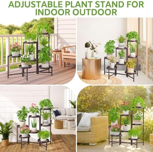 7 Tier Large Plant Stand Indoor Outdoor, 10 Inch Tray, Bronze - Image 2